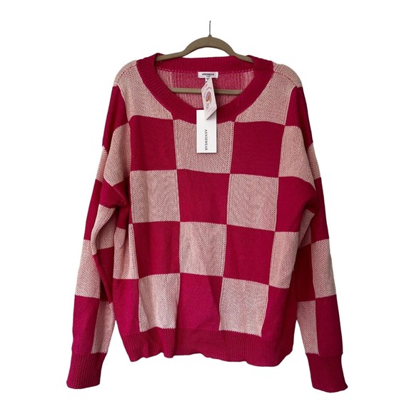Sweaters - ANNIE Wear Sweater Women XL Pink Crew Neck Knit Long Sleeve Top NEW
